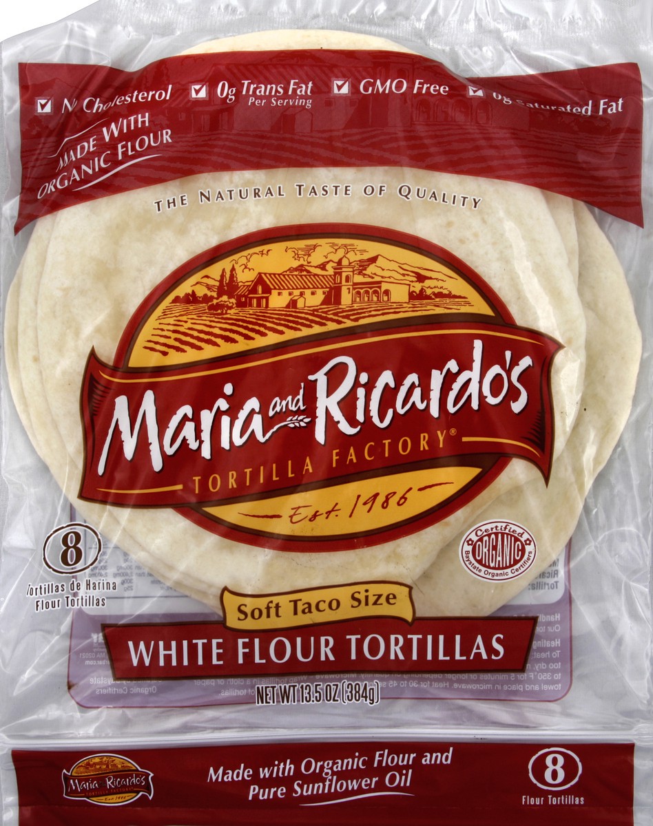 slide 1 of 5, Maria & Ricardo's 8" White Flour Tortillas, 13.5 oz