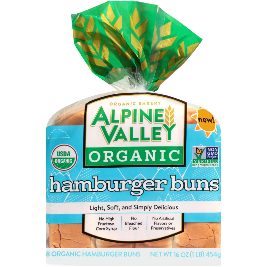 slide 1 of 1, Alpine Valley Hamburger Buns Og2, 16 oz