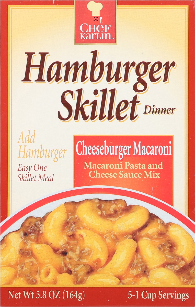 slide 2 of 12, Karlin Foods Chef Karlin Cheesburger Macaroni Hamburger Skillet Dinner 5.8 oz, 5.8 oz