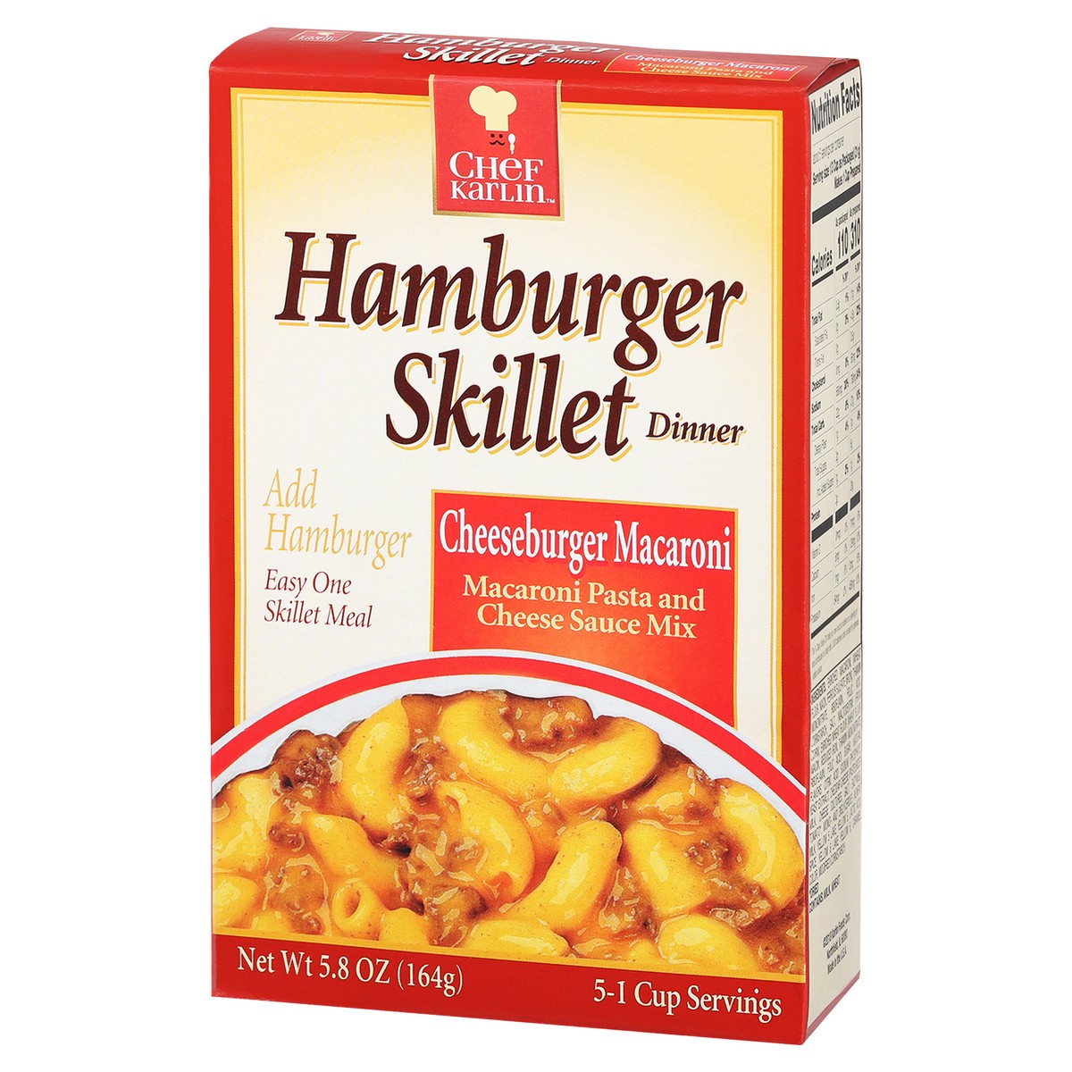slide 3 of 12, Karlin Foods Chef Karlin Cheesburger Macaroni Hamburger Skillet Dinner 5.8 oz, 5.8 oz