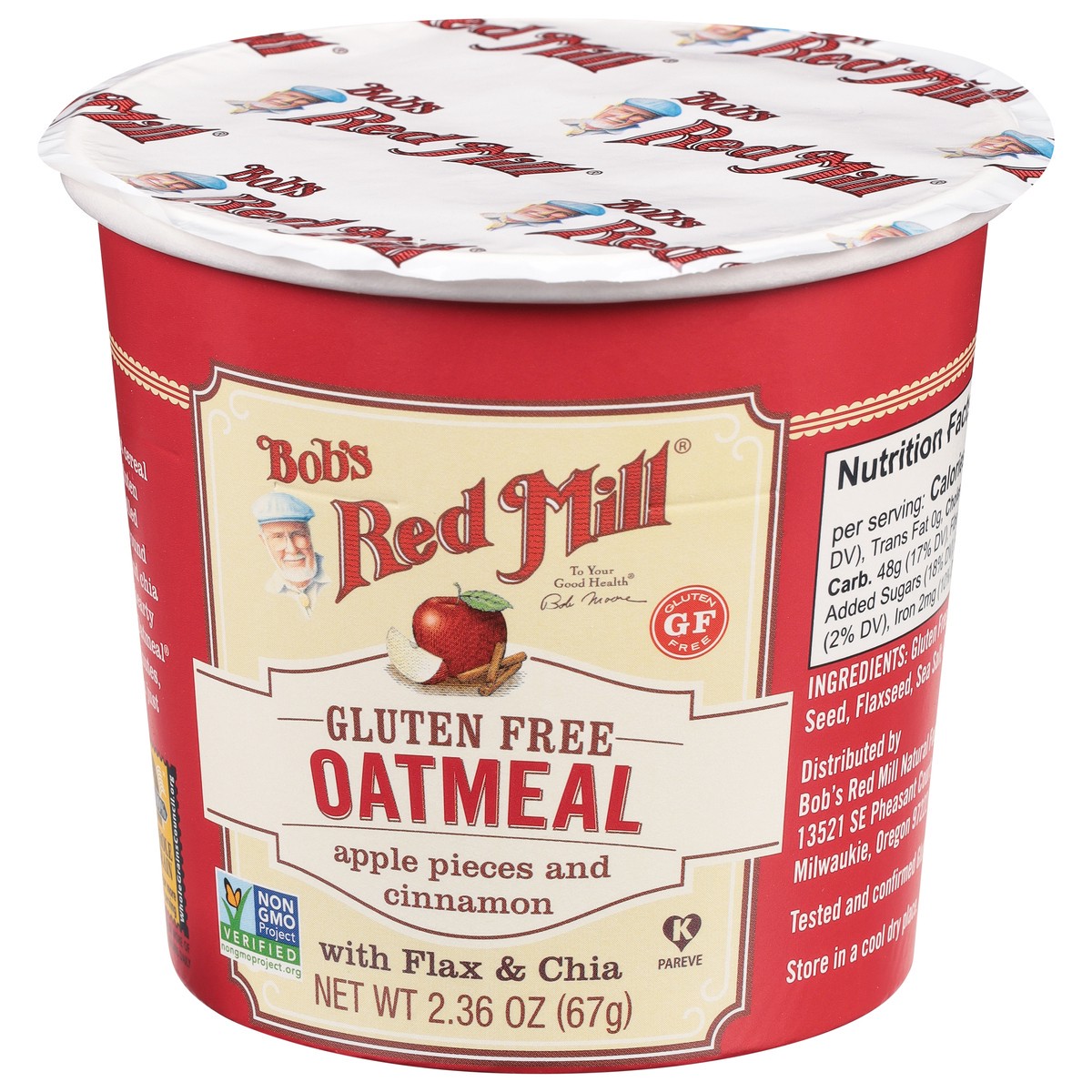 slide 5 of 9, Bob's Red Mill Gluten Free Apple Pieces and Cinnamon Oatmeal with Flax & Chia 2.36 oz, 2.36 oz