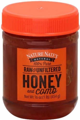 slide 1 of 1, Nature Nate's Raw Unfiltered Honey And Comb, 16 oz
