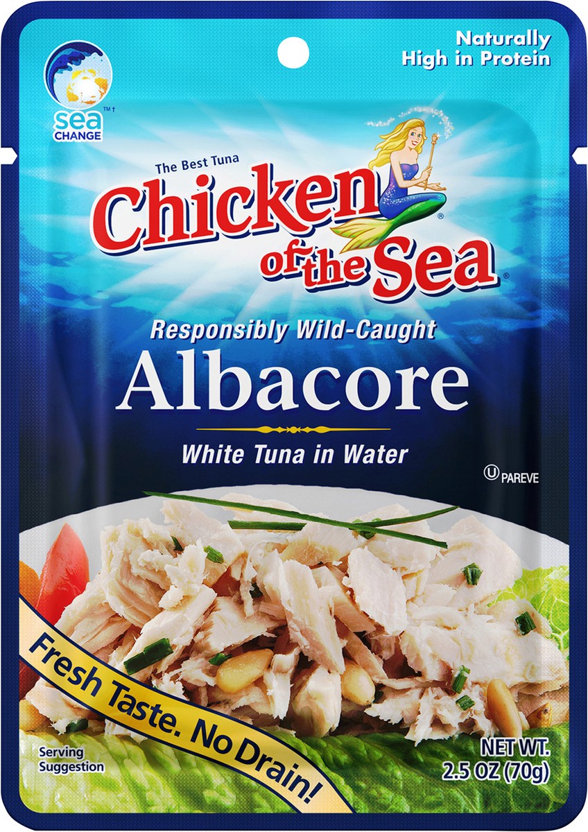 slide 3 of 6, Chicken of the Sea Sustainably Wild-Caught Albacore Tuna in Water Pouch 2.5 ounces, 2.5 oz