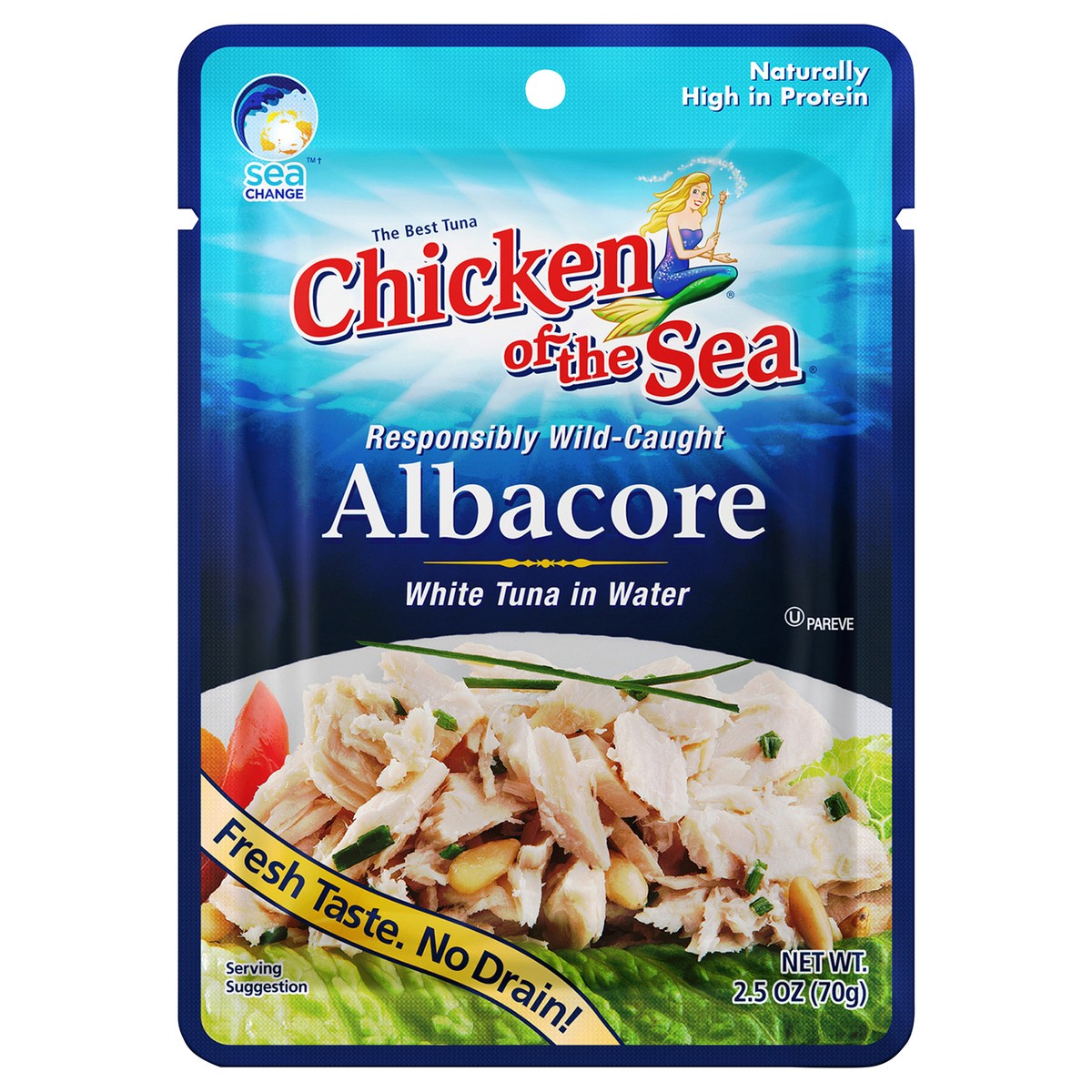 slide 4 of 6, Chicken of the Sea Sustainably Wild-Caught Albacore Tuna in Water Pouch 2.5 ounces, 2.5 oz