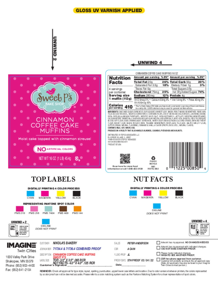 slide 15 of 15, Sweet P's Bake Shop Cinnamon Coffee Cake Muffins 16 oz, 16 oz