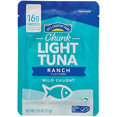 slide 1 of 1, Hill Country Fare Chunk Light Tuna Ranch Pouch, 2.5 oz