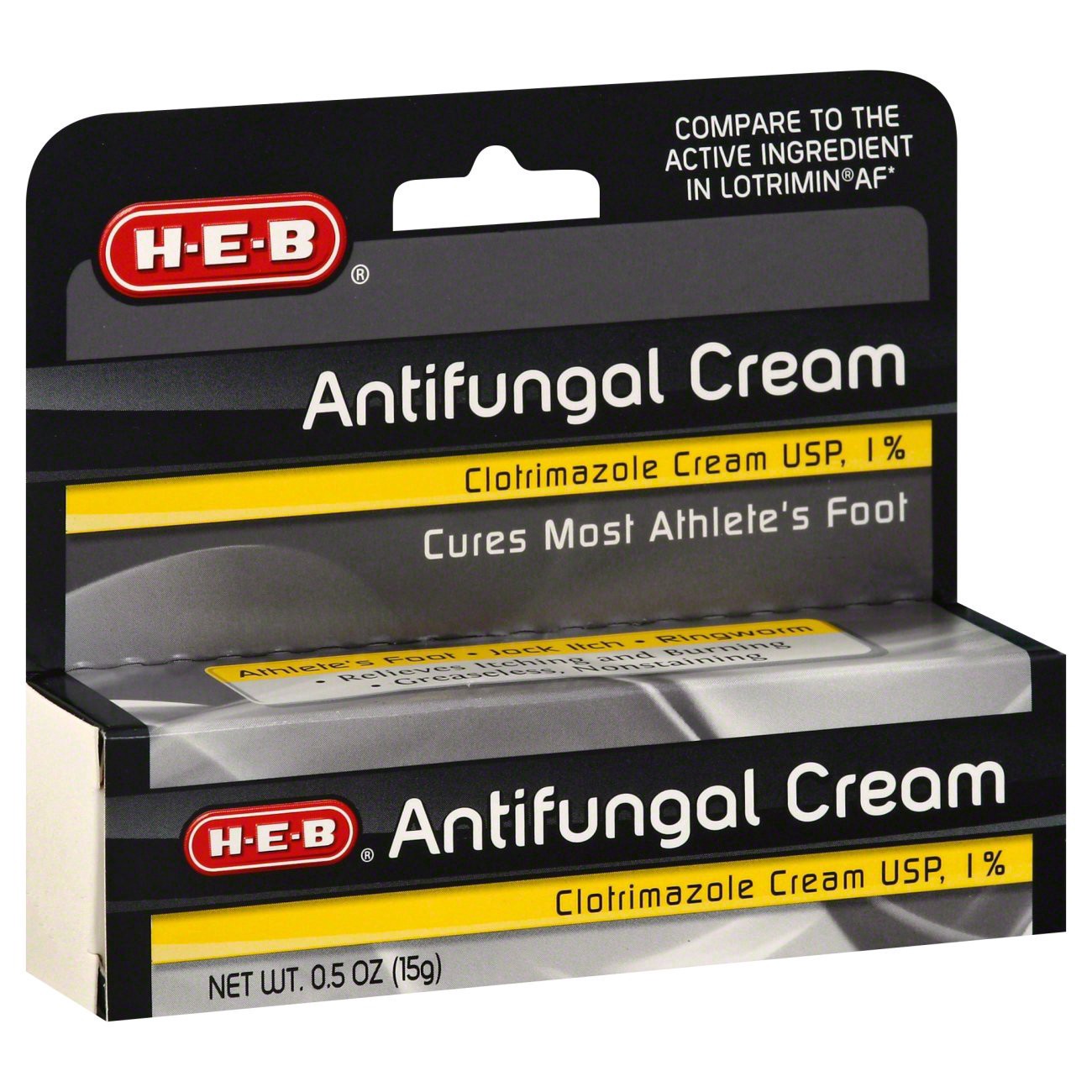 slide 1 of 1, H-E-B 1% Clotrimazole Antifungal Cream, 0.5 oz