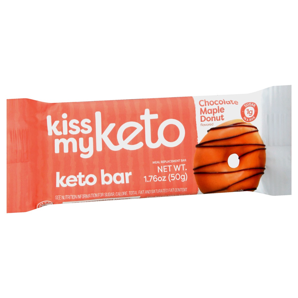 slide 9 of 9, Kiss My Keto Chocolate Maple Donut Flavored Bar 1.76 oz Wrapper, 1.76 oz