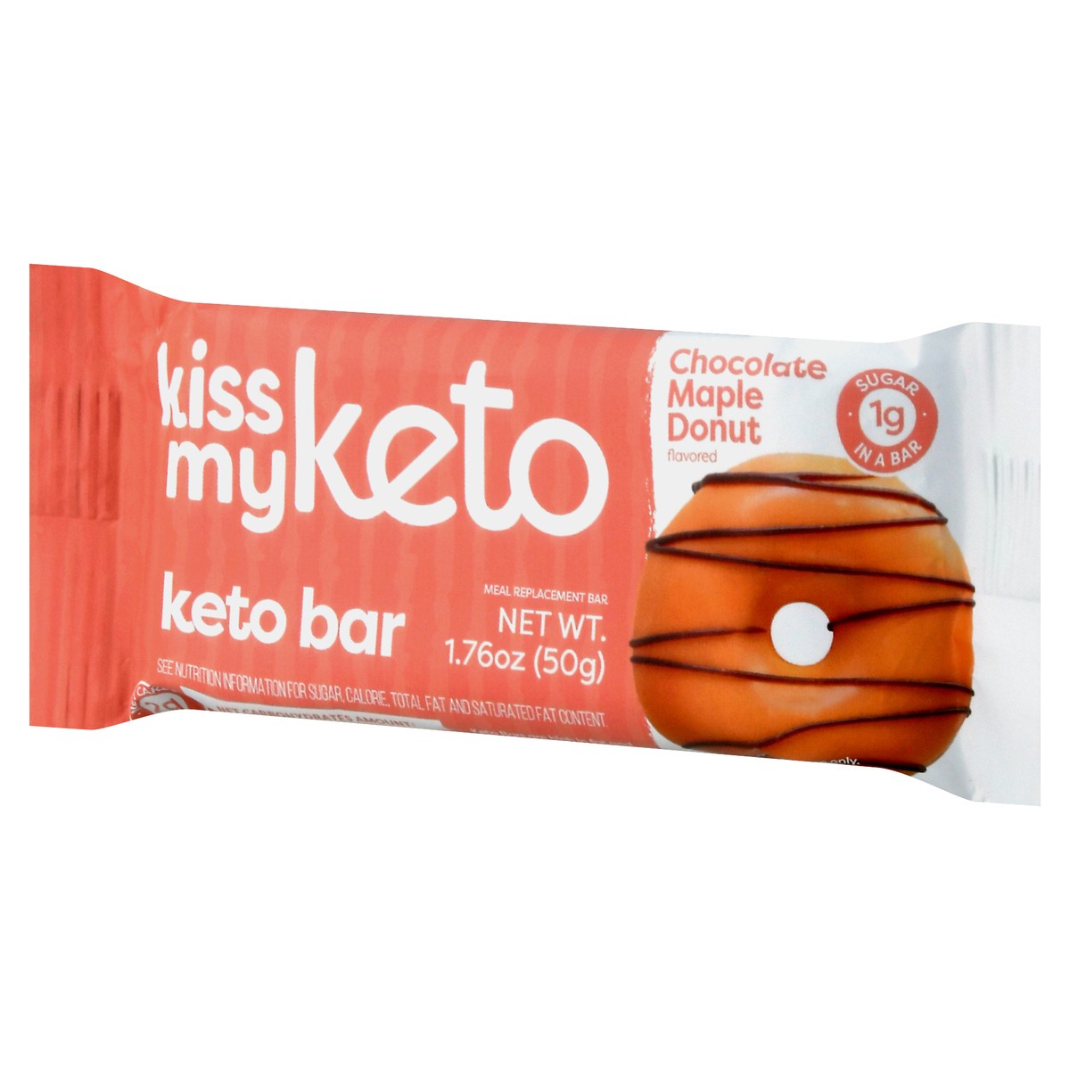 slide 2 of 9, Kiss My Keto Chocolate Maple Donut Flavored Bar 1.76 oz Wrapper, 1.76 oz