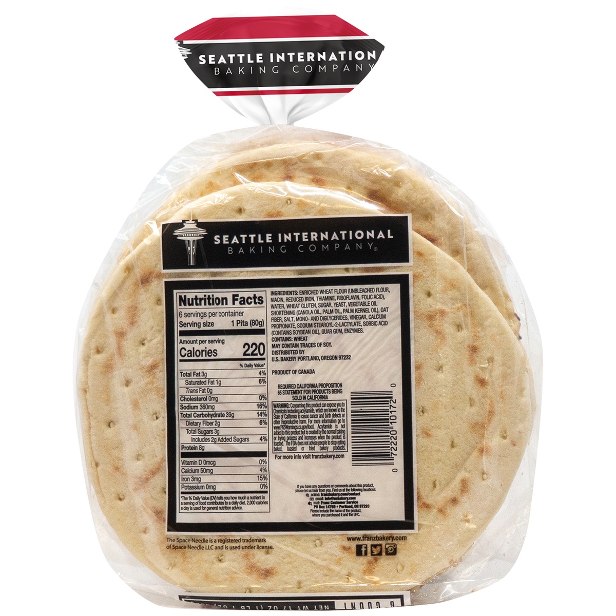 slide 2 of 6, Seattle International Baking Co. Pita Bread 6 ea, 6 ct