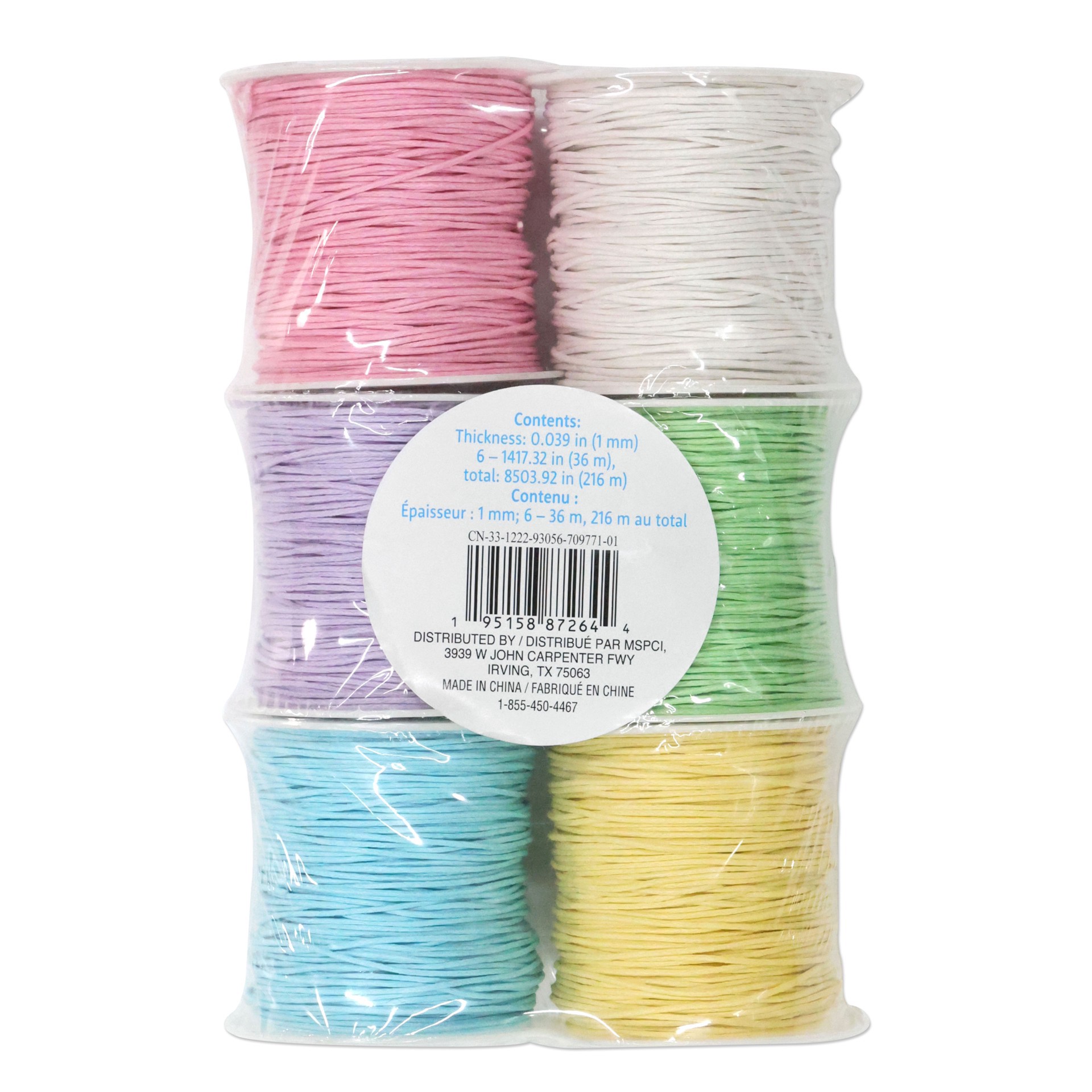 slide 3 of 3, 1mm Pastel Waxed Cording Pack By Creatology, 1mm