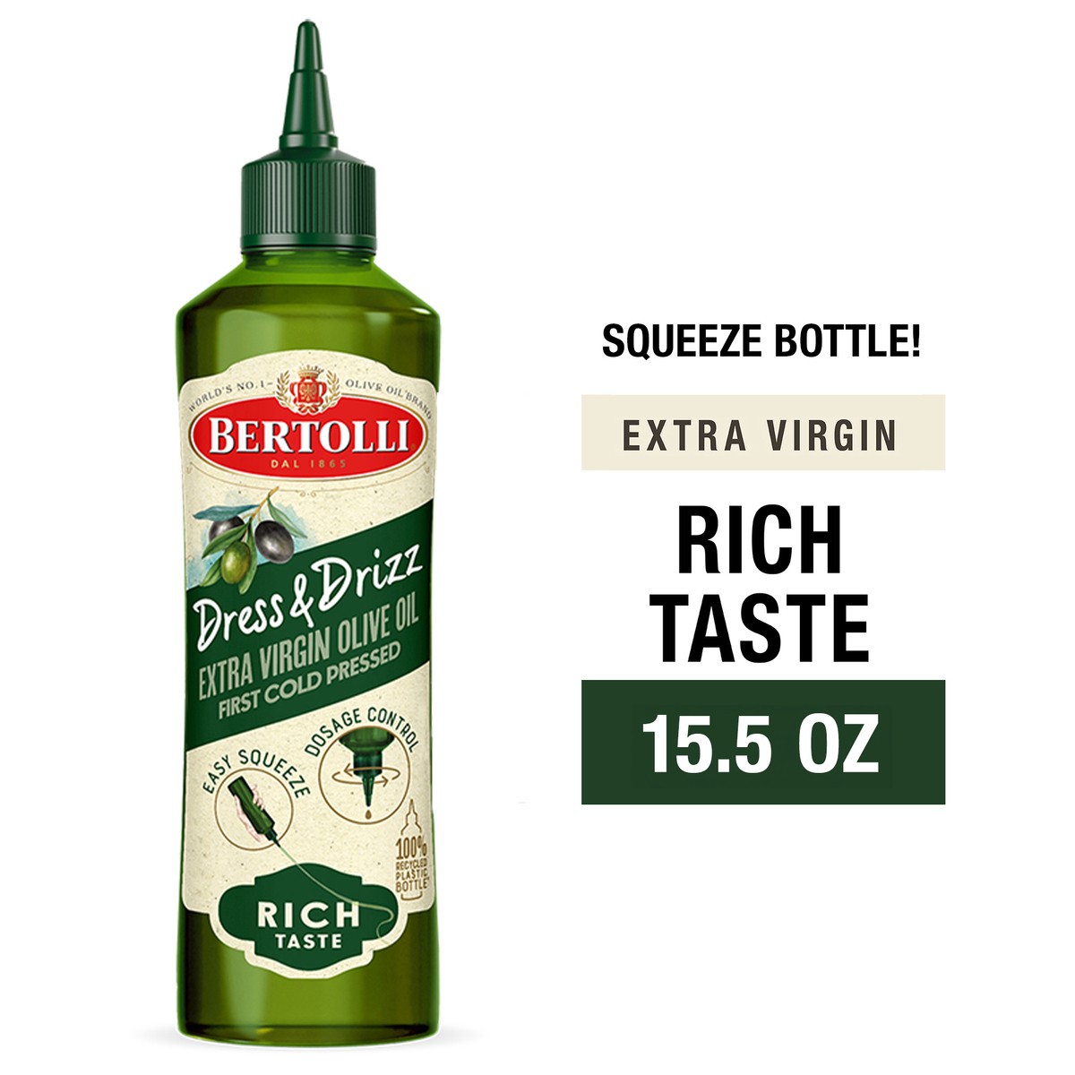 slide 1 of 17, Bertolli Extra Virgin Dress & Drizz Olive Oil 15.5 fl oz, 15.5 fl oz