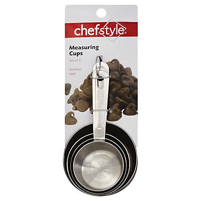 slide 1 of 1, chefstyle Stainless Steel Measuring Cup Set, 4 ct