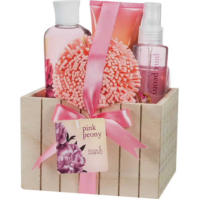 slide 1 of 1, FREIDA & JOE Pink Peony 5Pc - Natural Wood Box, 1 ct