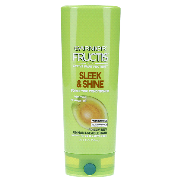 slide 1 of 1, Garnier Fructis Sleek & Shine Conditioner for Frizzy, Dry, Unmanageable Hair, 12 fl oz
