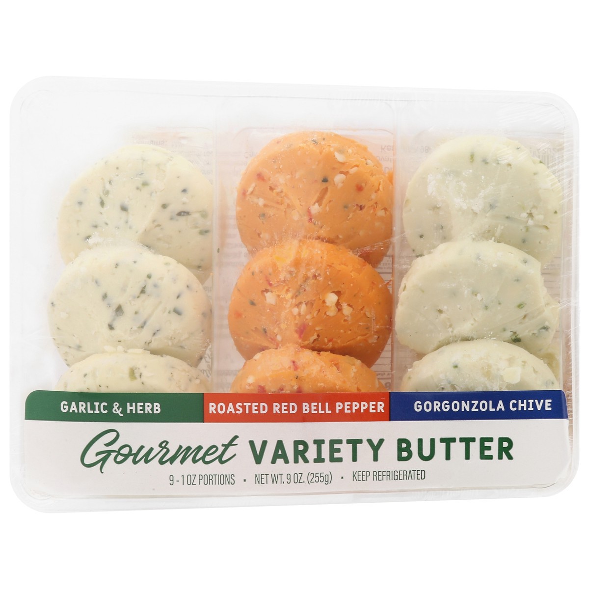 slide 3 of 4, Innovative Solutions Gourmet Garlic & Herb/Roasted Red Bell Pepper/Gorgonzola Chive Butter 9 - 1 oz Each, 9 oz