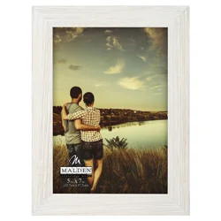 Malden Linear 5" x 7" White Ridge Picture Frame