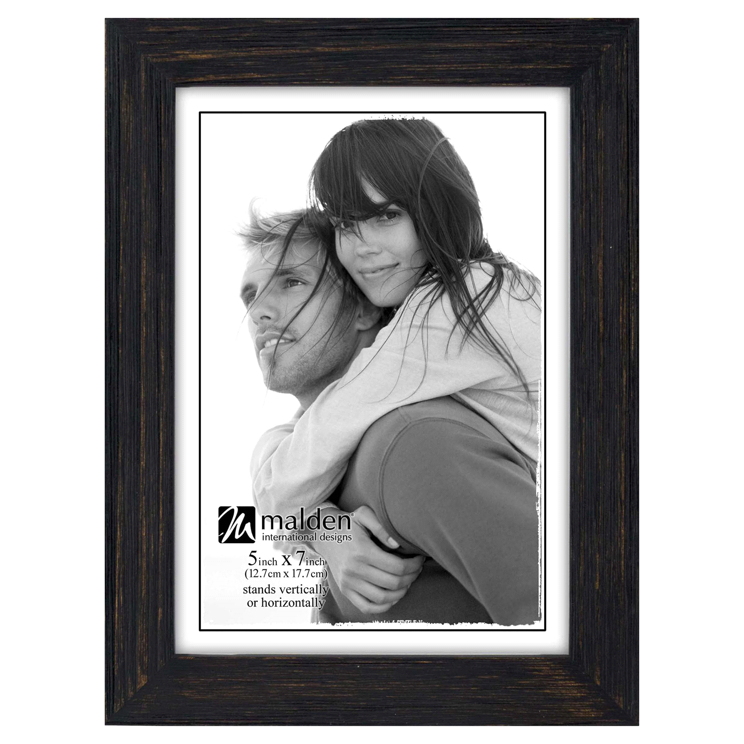 slide 1 of 1, Malden Black Distressed Linear 5x7 Photo Frame, 1 ct