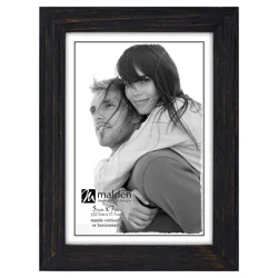 Malden Black Distressed Linear 5x7 Photo Frame
