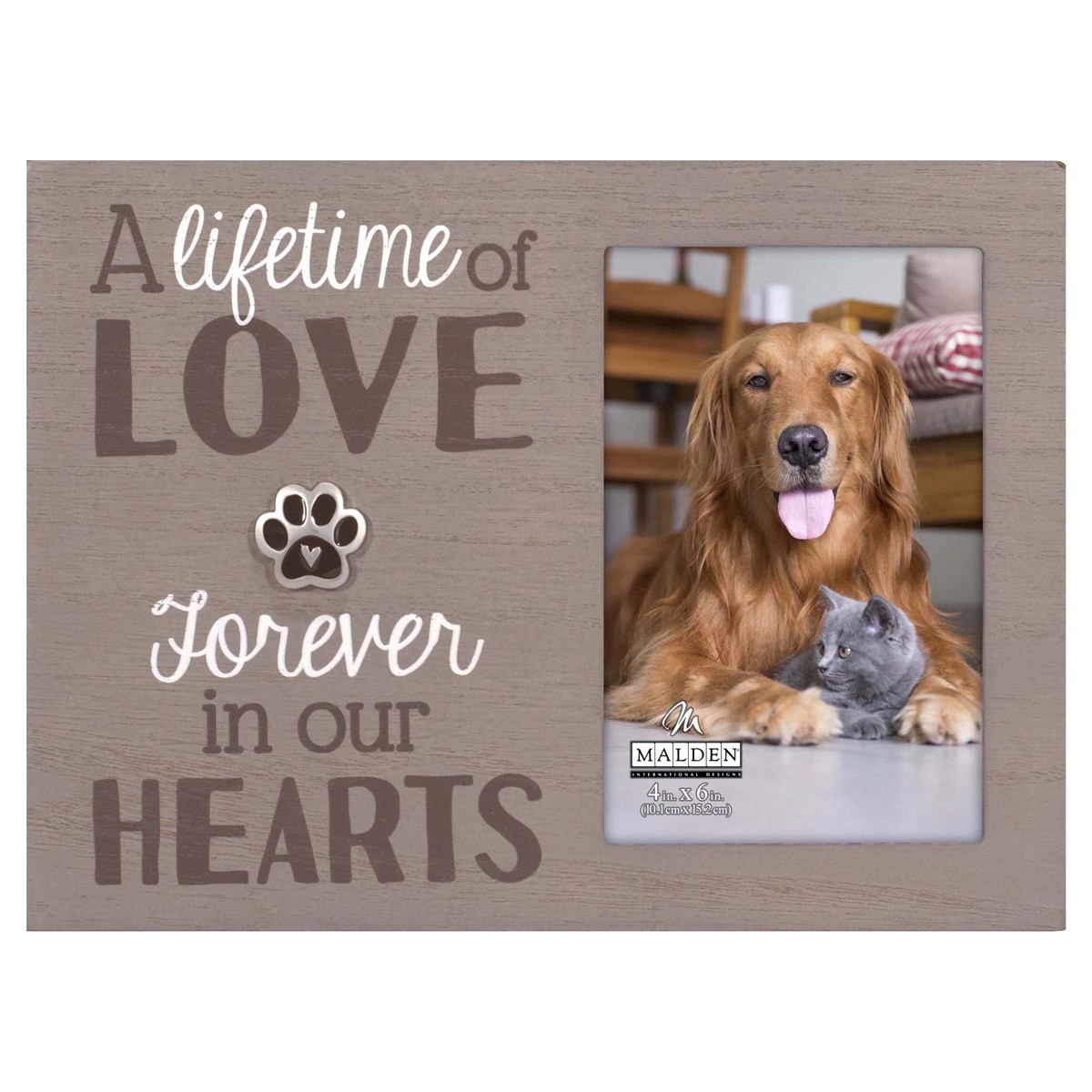 slide 1 of 1, Malden Sentiment Pet Memorial Tabletop Frame"A Lifetime of Love. Forever in our hearts" 4x6, 1 ct
