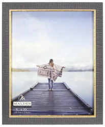 Malden Dstrsd Charcoal Strp Gold 8X10