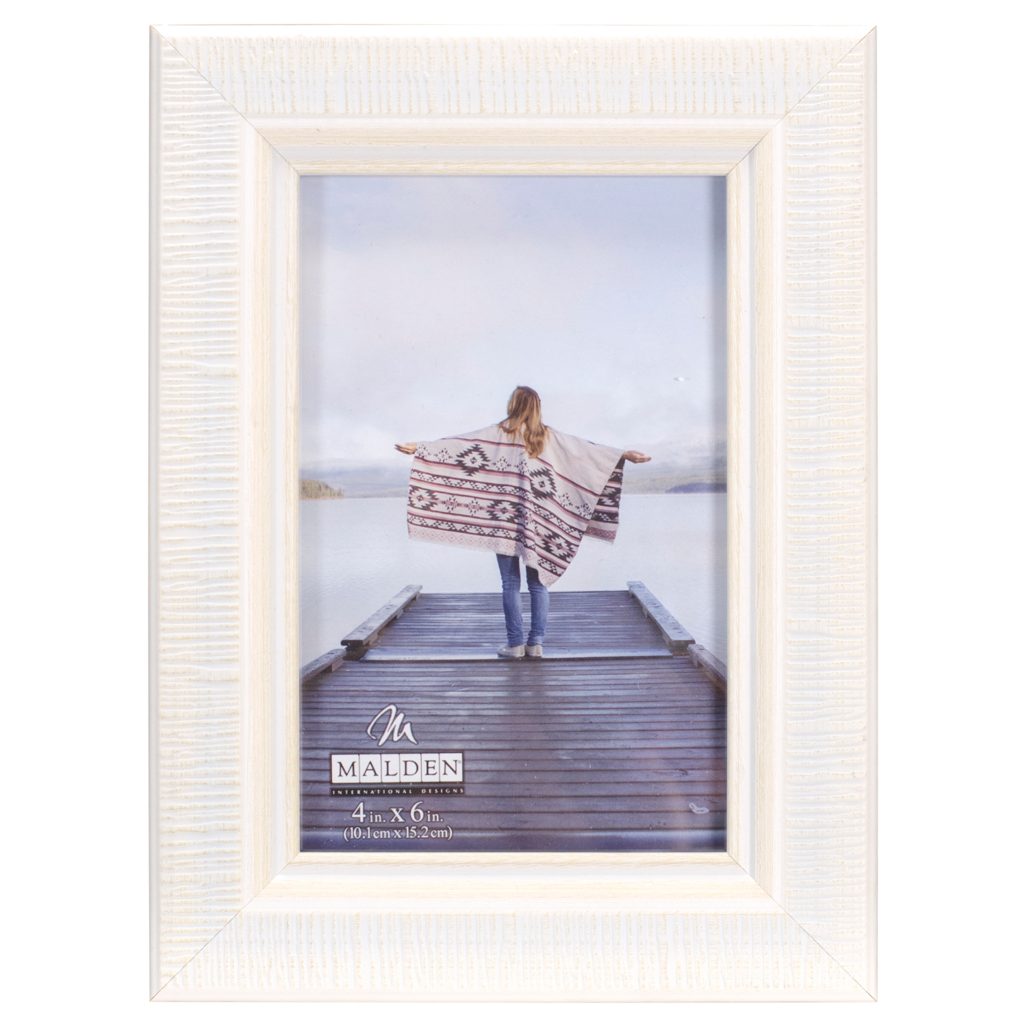 slide 1 of 1, MALDEN White Washed Rustic Picture Frame 4x6, 1 ct
