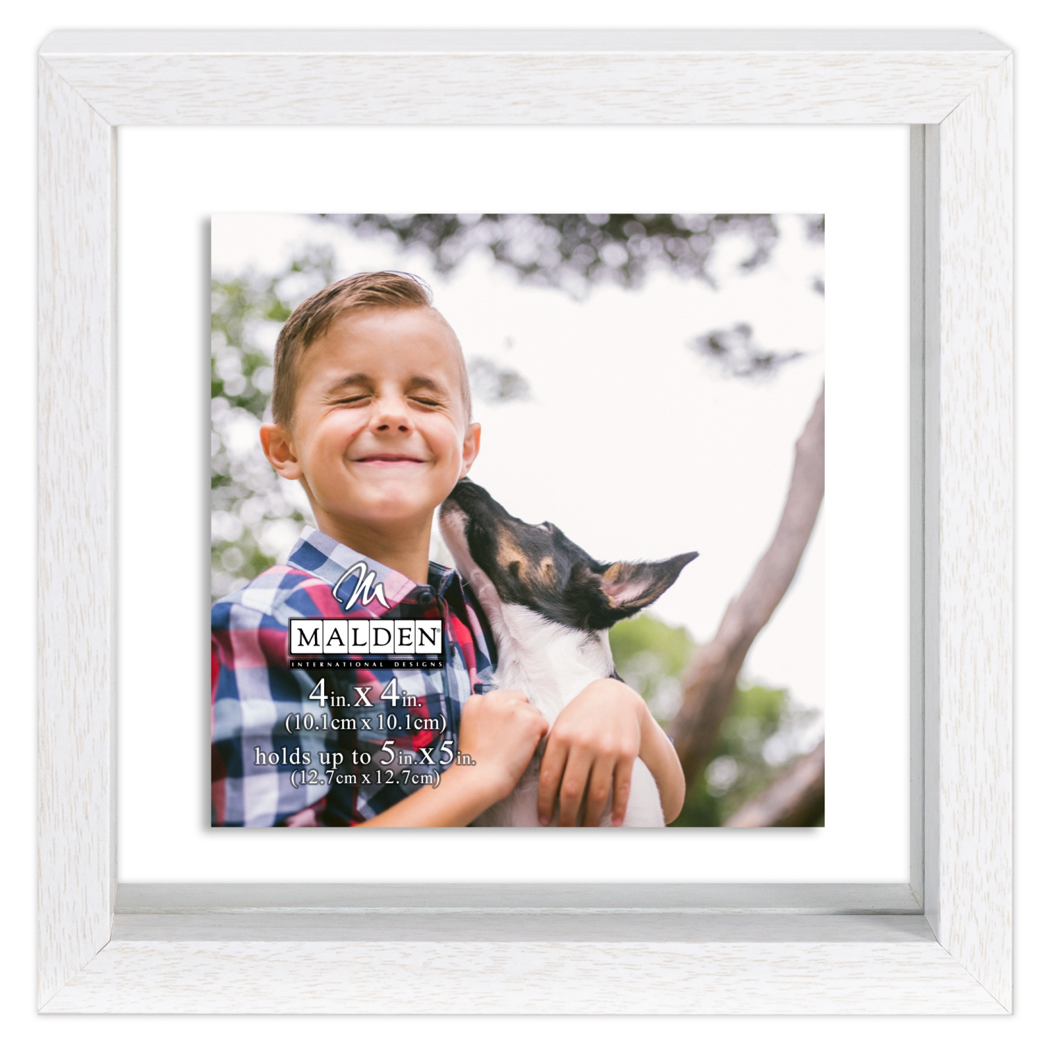 slide 1 of 1, MALDEN Distressed White Floating Picture Frame 4x4 6x6, 1 ct