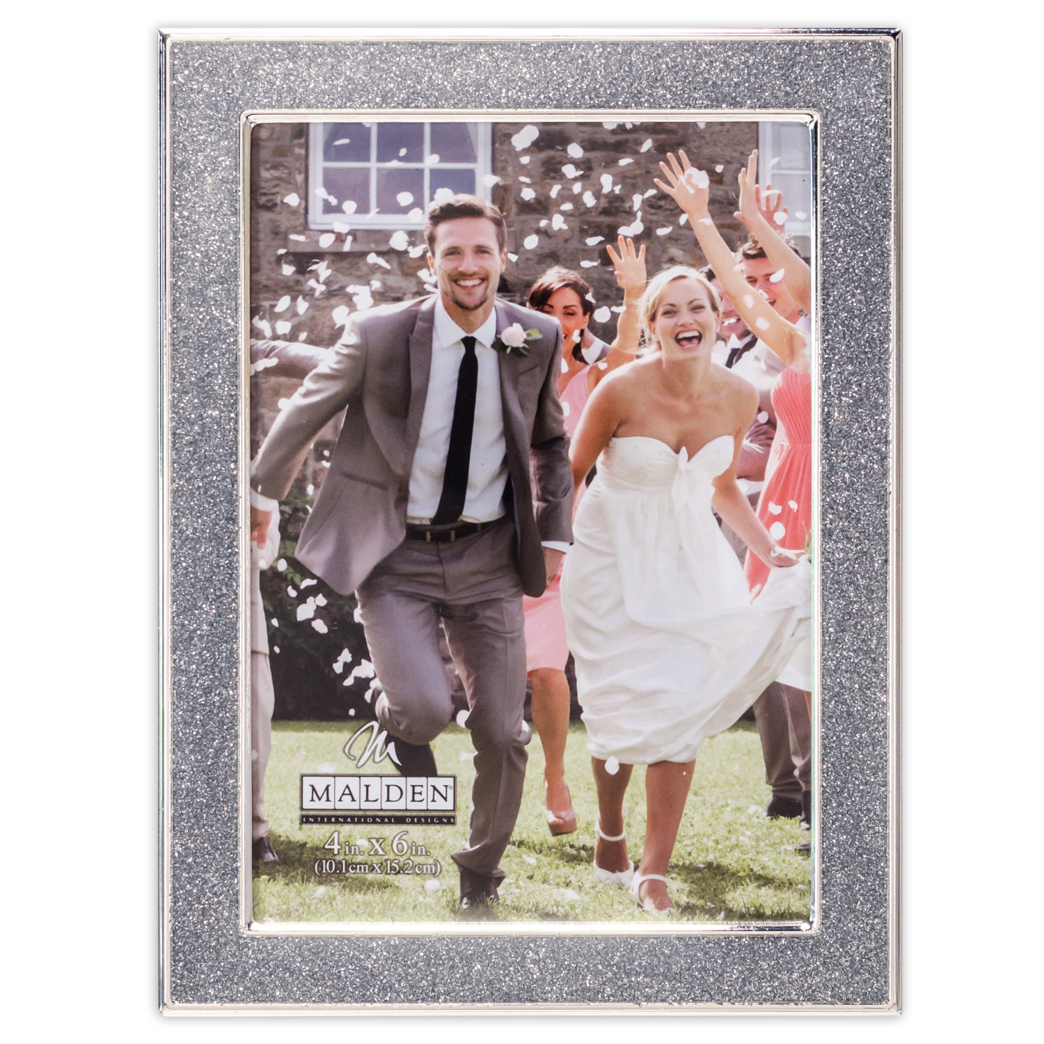 slide 1 of 1, MALDEN Silver Glitter Metal Picture Frame 4x6, 1 ct
