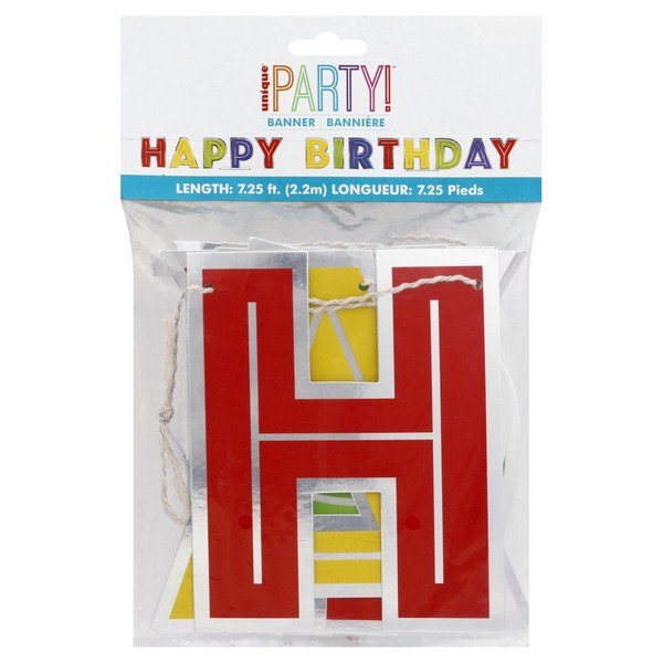 slide 1 of 1, Unique Banner, Happy Birthday, 1 ct