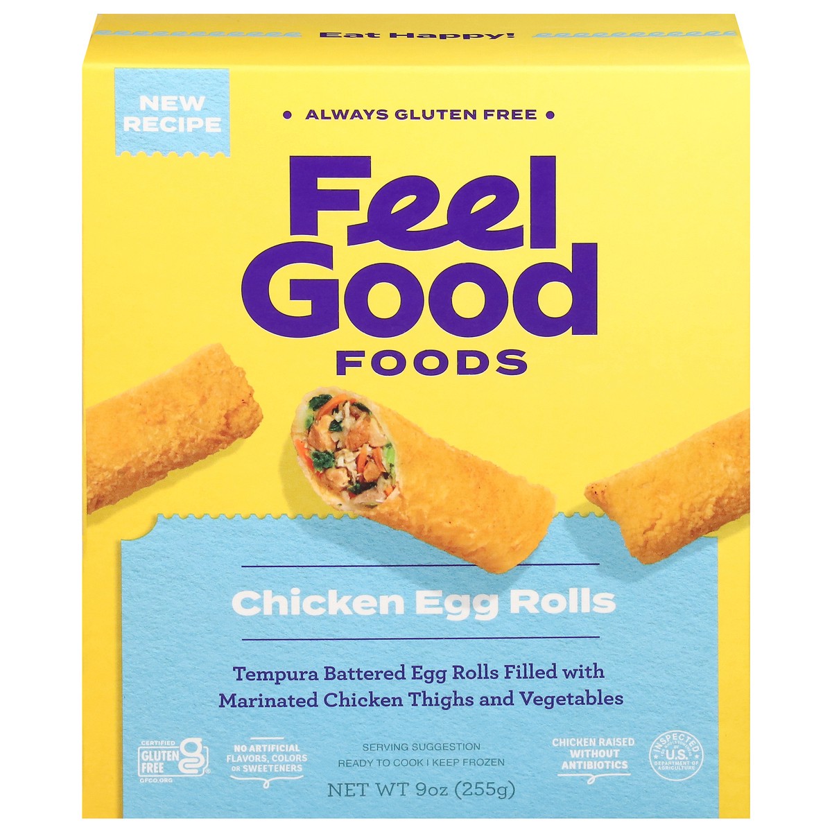 slide 1 of 9, Feel Good Foods Gluten Free Chicken & Vegetable Egg Rolls, 9 oz