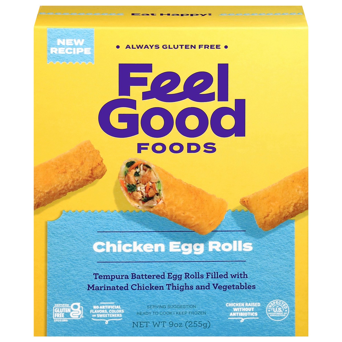 slide 1 of 9, Feel Good Foods Gluten Free Chicken & Vegetable Egg Rolls, 9 oz