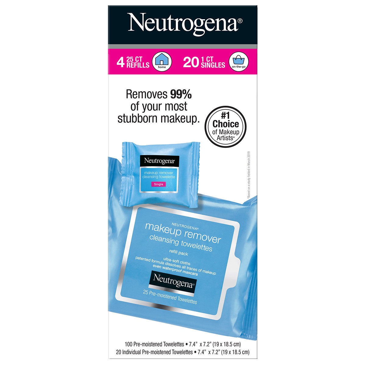 slide 1 of 1, Neutrogena Makeup Remover Facial Towelettes, 