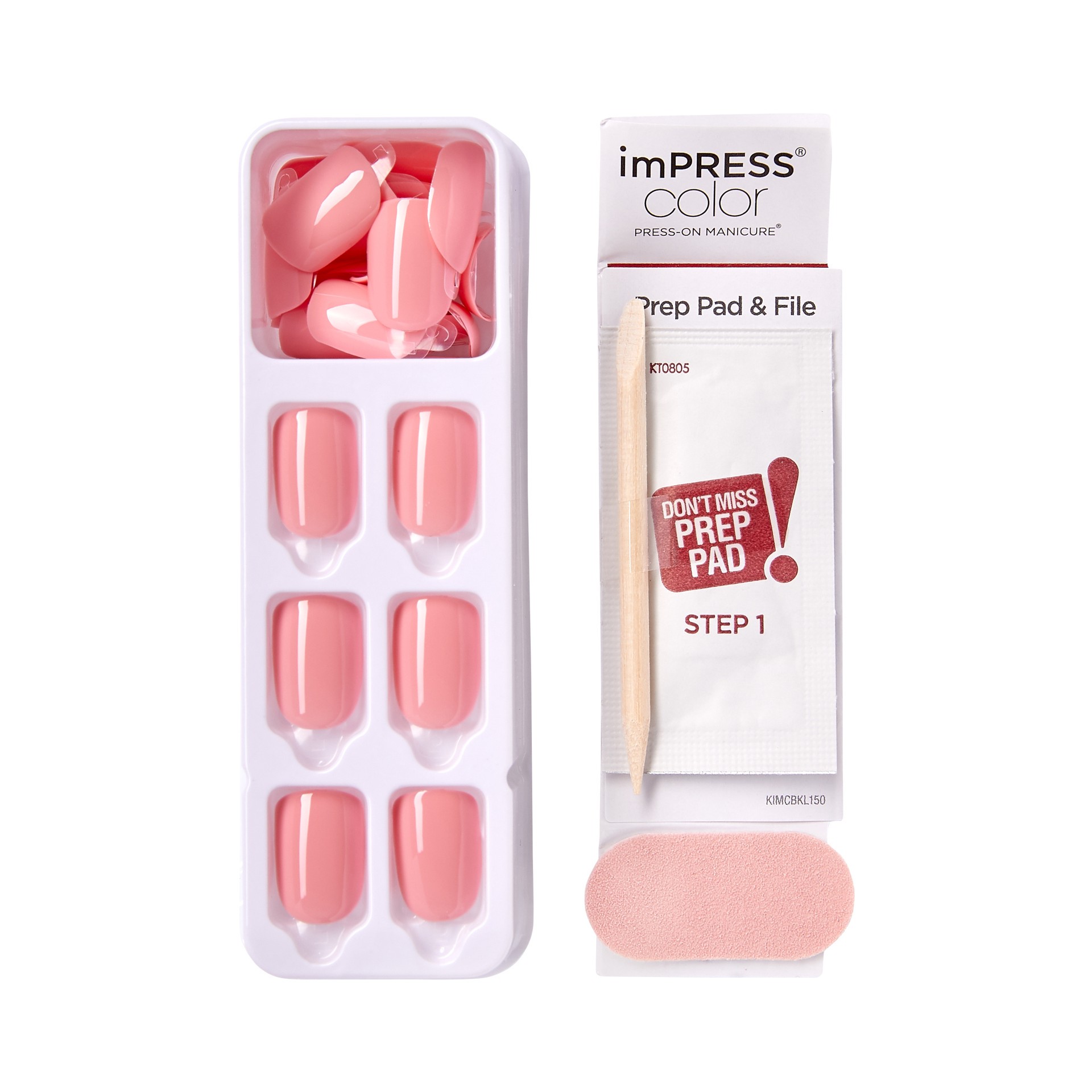 slide 5 of 5, imPRESS KISS imPRESS Color Short Square Press-On Nails, Glossy Pink, 30 Pieces, 1 cnt