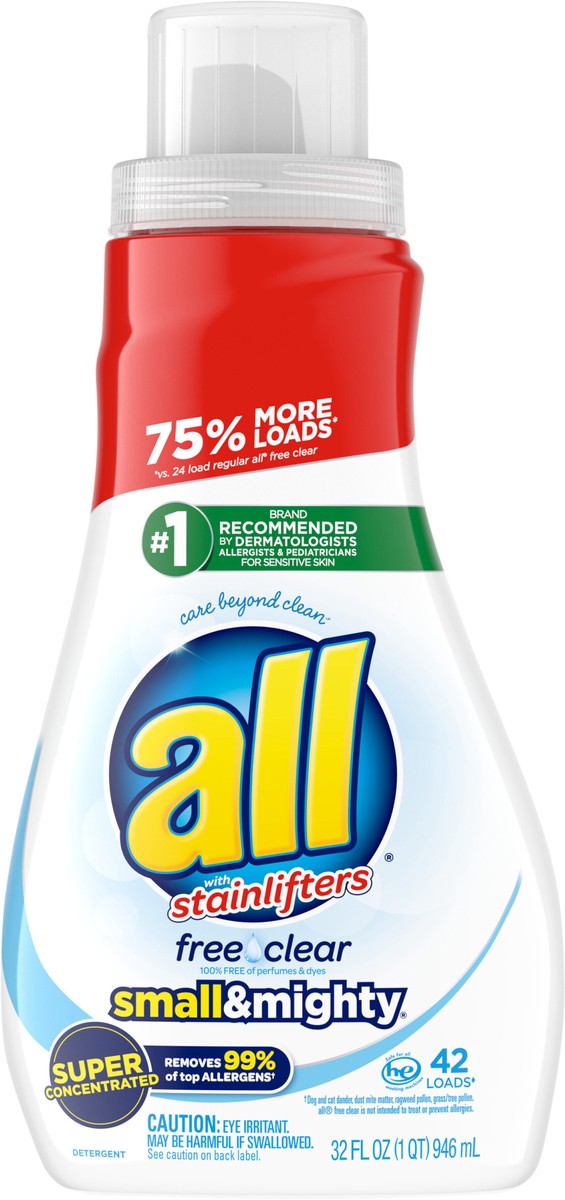 slide 2 of 3, All Small & Mighty Free Clear Laundry Detergent, 32 fl oz