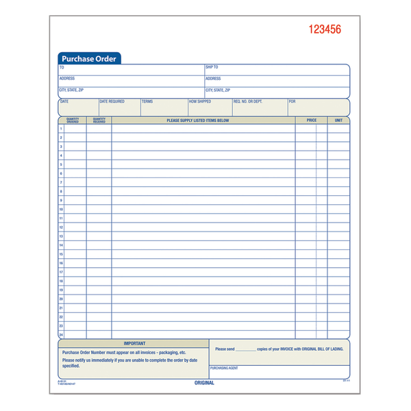 slide 1 of 5, Adams 3-Part Carbonless Purchase Order Book, 50 ct; 8 3/8 in x 10 11/16 in