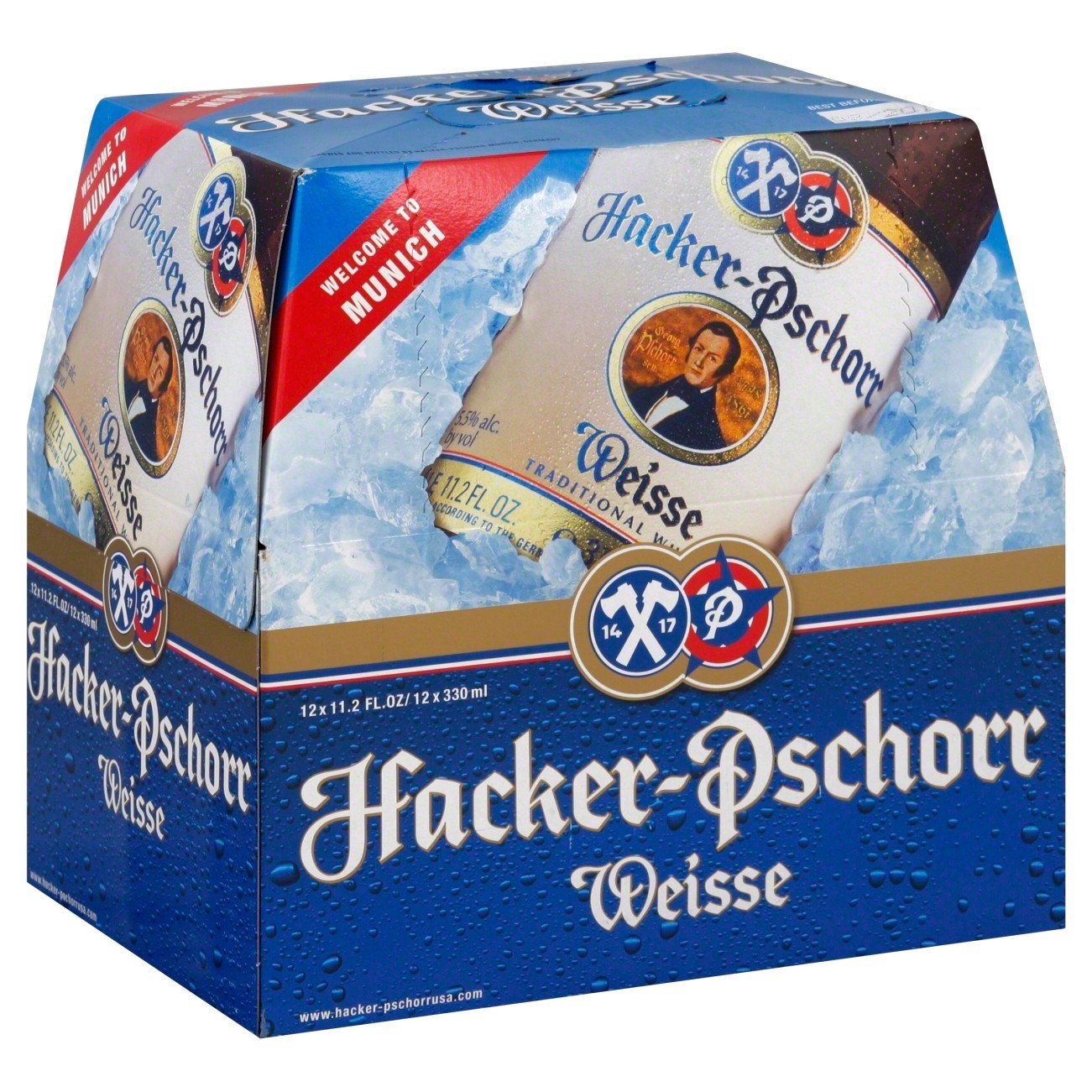 slide 1 of 1, Hacker-Pschorr Beer Bottles, 12 ct; 11.2 fl oz