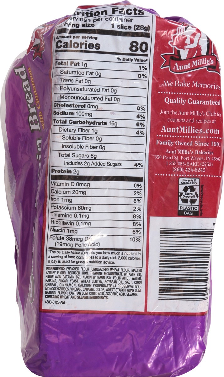 slide 4 of 9, Aunt Millie's Cinnamon Swirl Raisin Bread 16 oz, 16 oz