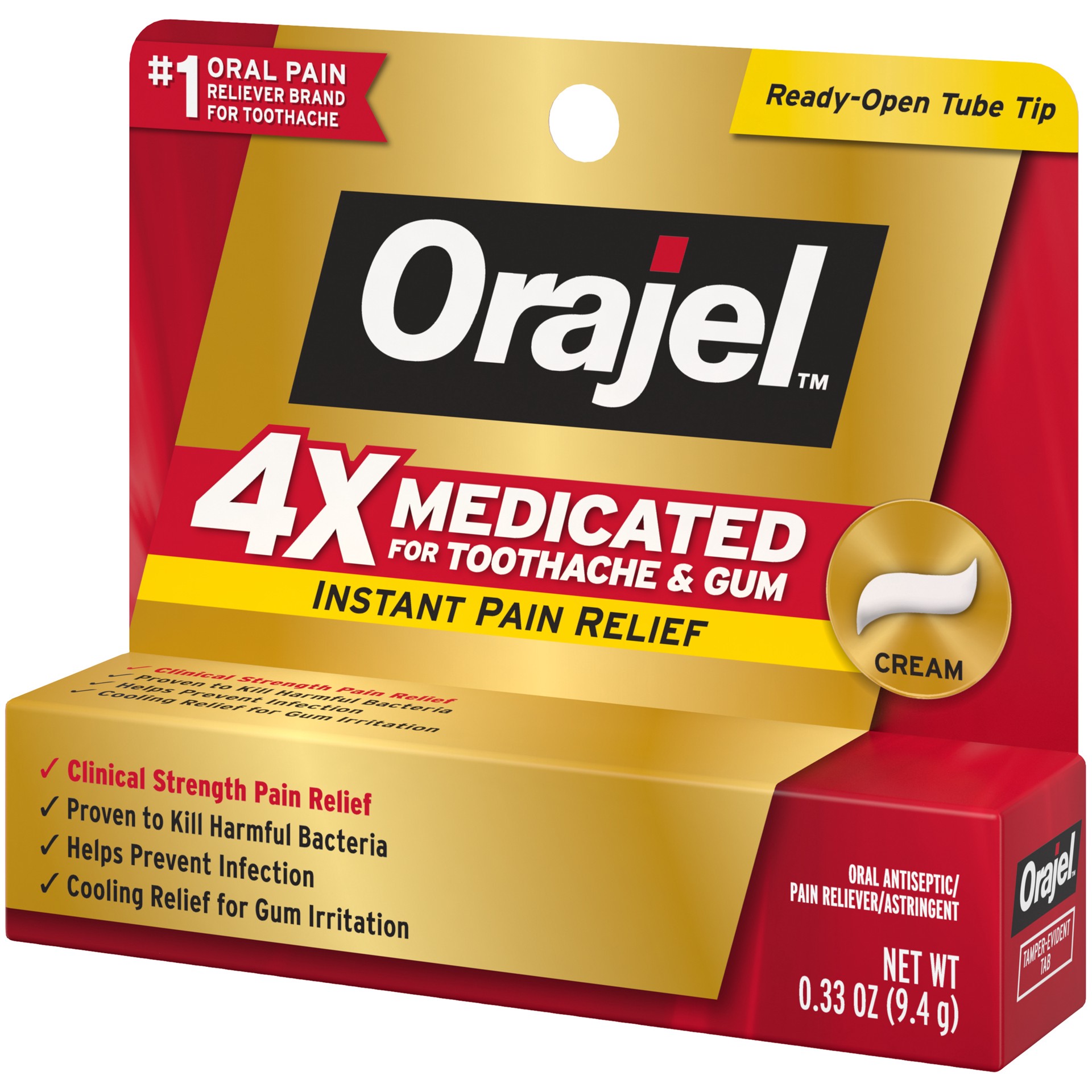 slide 4 of 4, Orajel Cream Instant Pain Relief Toothache & Gum 0.33 oz, 0.33 oz