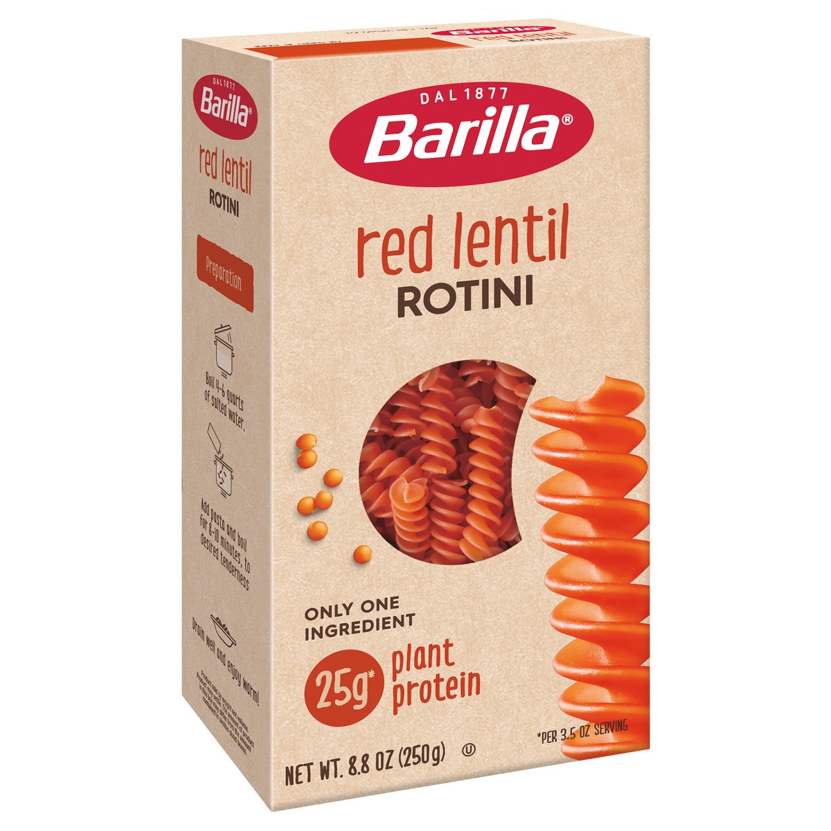 slide 2 of 9, Barilla Red Lentil Rotini Pasta, 8.8 oz