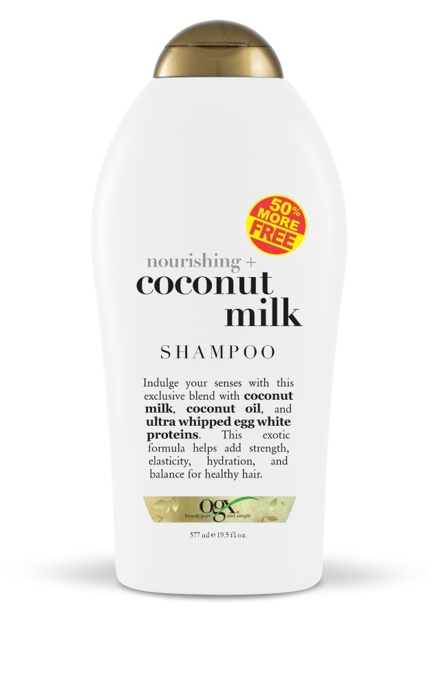 slide 1 of 1, OGX Coconut Milk 50% More Free Shampoo, 19.5 fl oz