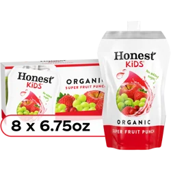 Honest Kids Organic Super Fruit Punch Juice Drink Pouches 8-pack, 6.75 oz. each