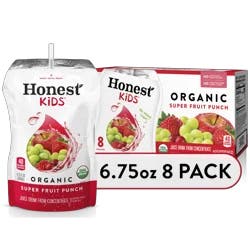 Honest Kids Super Fruit Punch Organic Fruit Juice, 6.75 fl oz, 8 Pack