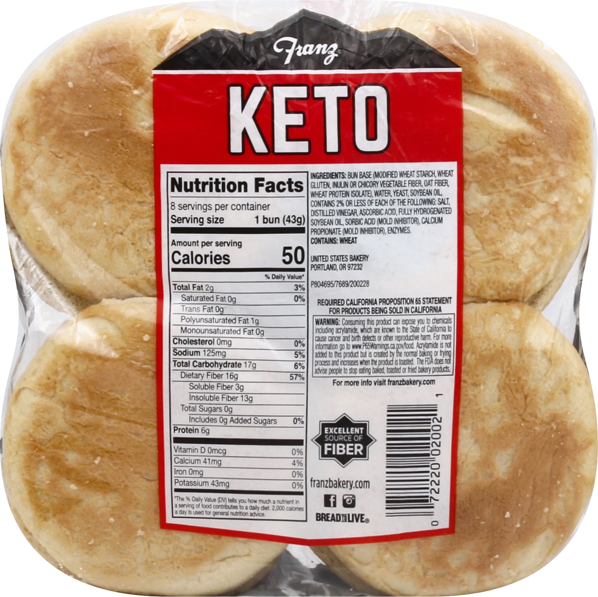 slide 5 of 9, Franz Keto Hamburger Buns, 12 oz