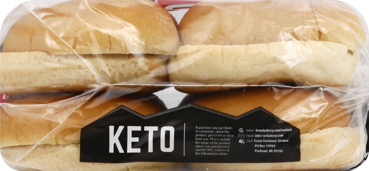 slide 8 of 9, Franz Keto Hamburger Buns, 12 oz