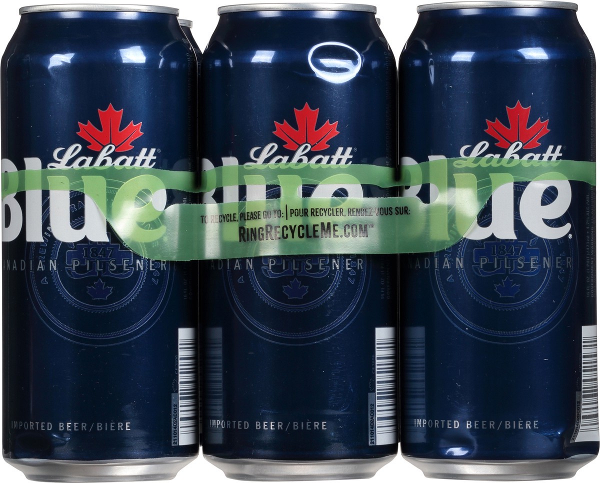 slide 9 of 10, Labatt Blue Canadian Pilsner Beer 6 - 16 fl oz Cans, 6 ct; 12 oz