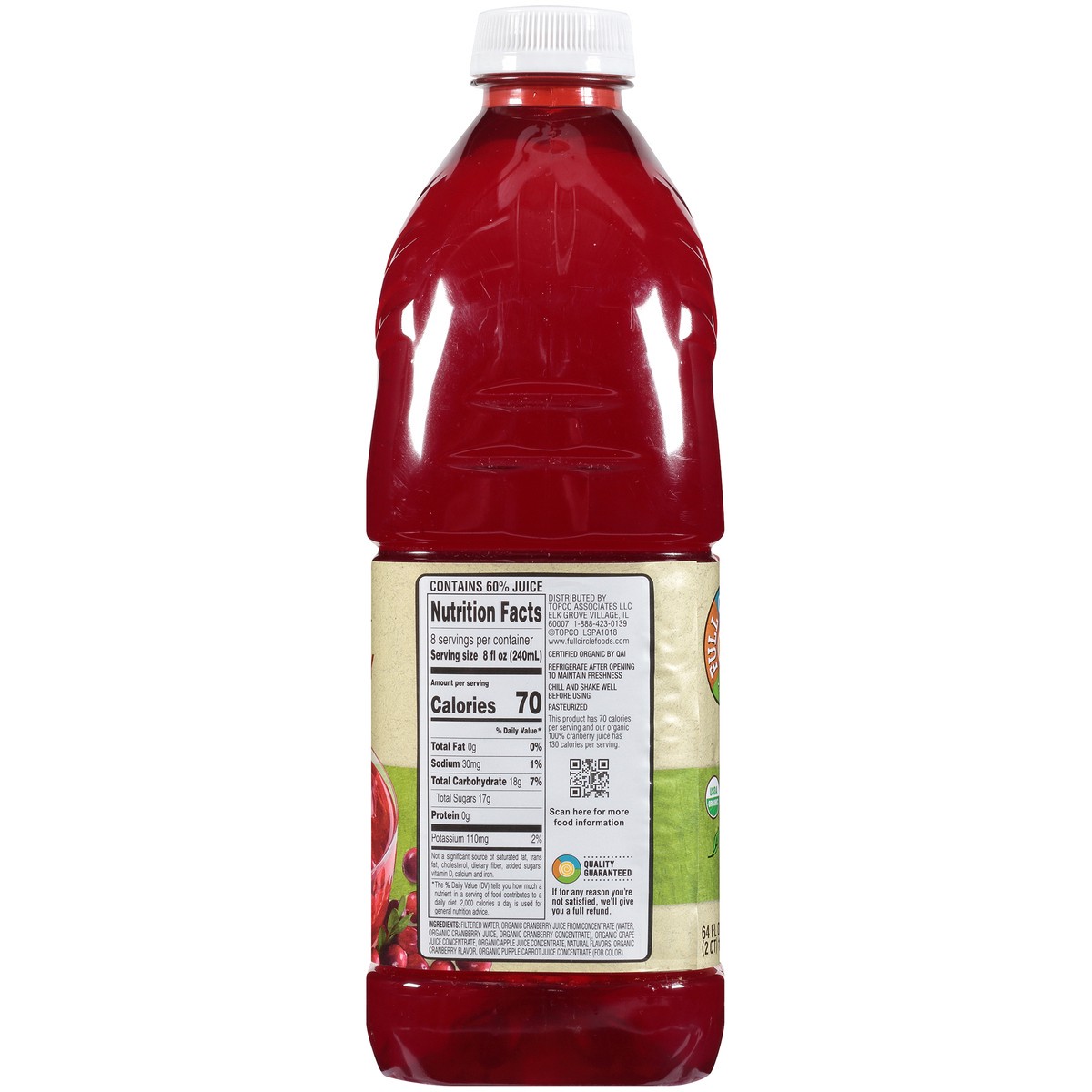slide 4 of 9, Full Circle Market Organic Cranberry Flavored Juice Beverage 64 fl oz, 64 fl oz