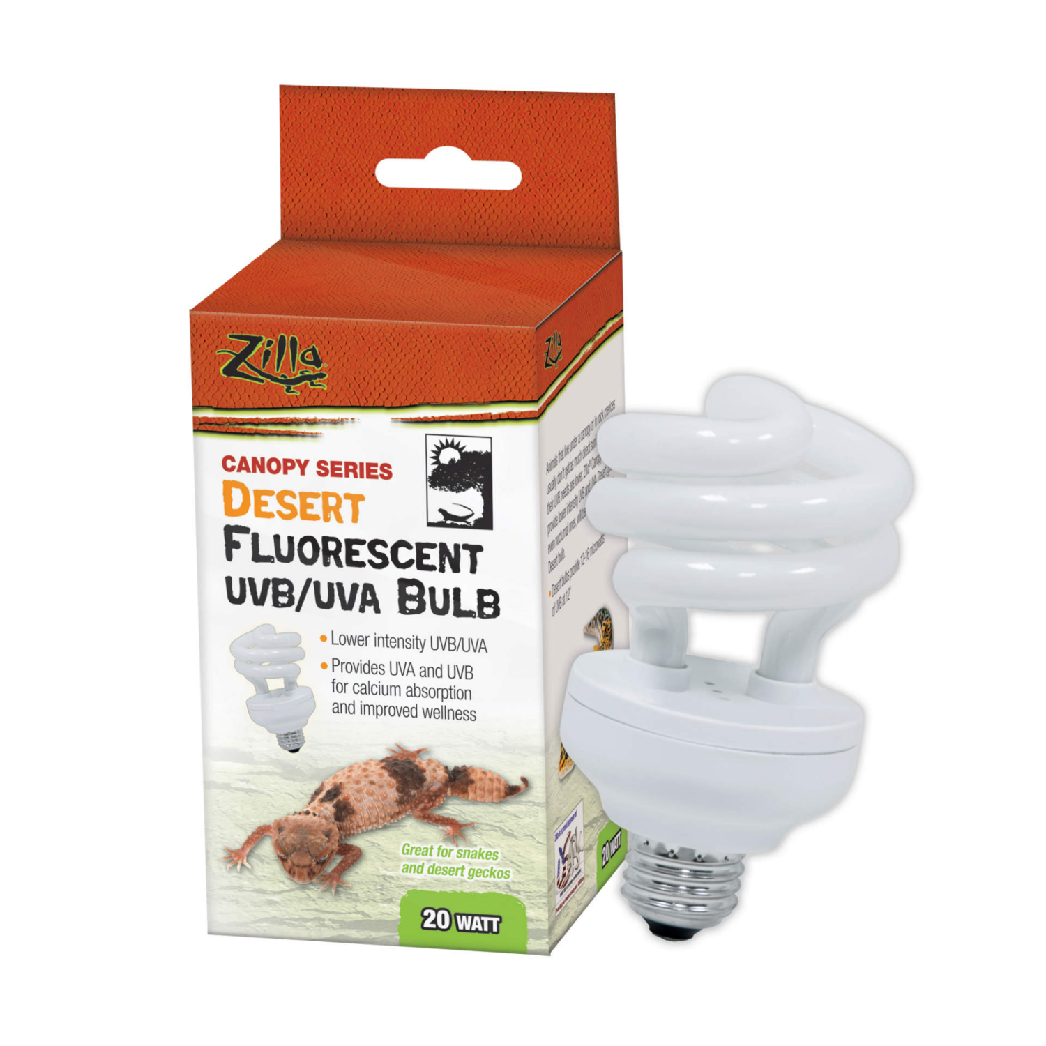 slide 1 of 4, Zilla Canopy Series Fluorescent UVB/UVA Bulbs Desert 20 W, 1 ct