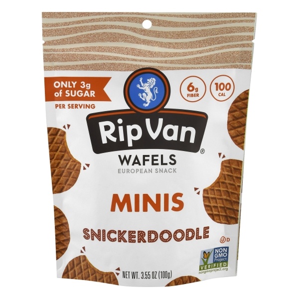 slide 1 of 1, Rip Van Wafel Mini Cookies Snack Pouch Snickerdoodle, 3.5 oz