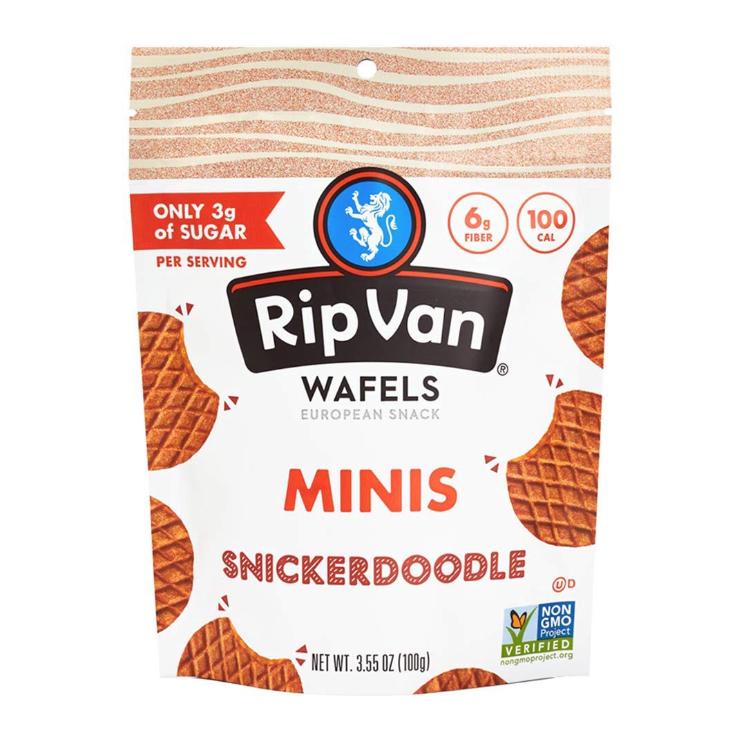 slide 1 of 5, Rip Van Wafel Mini Cookies Snack Pouch Snickerdoodle, 3.5 oz