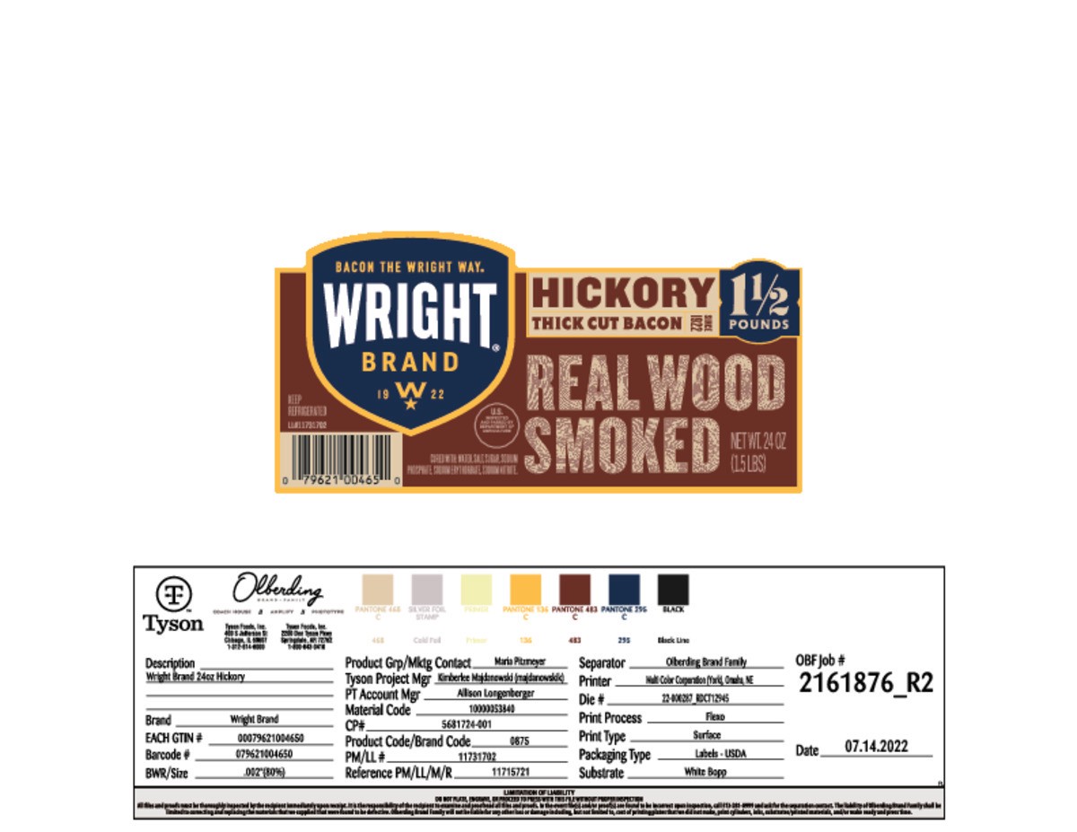 slide 2 of 7, Wright Brand Hickory Real Wood Smoked Thick Cut Bacon, 24 oz Stack Pack, 24 oz